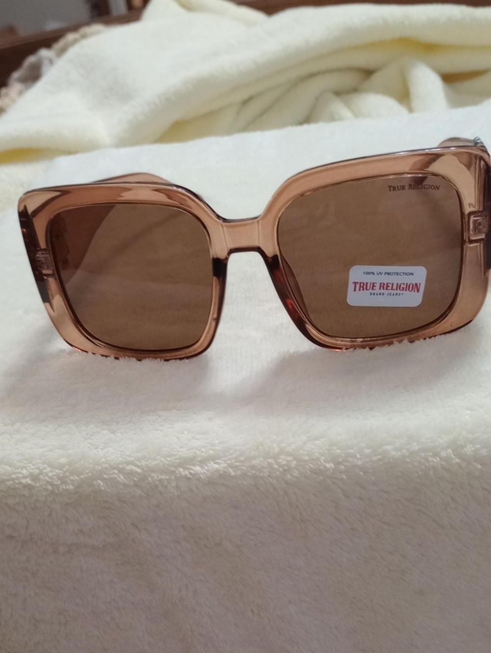 NWT TRUE RELIGION Oversized Square Sunglasses With Brown Gradient Lenses